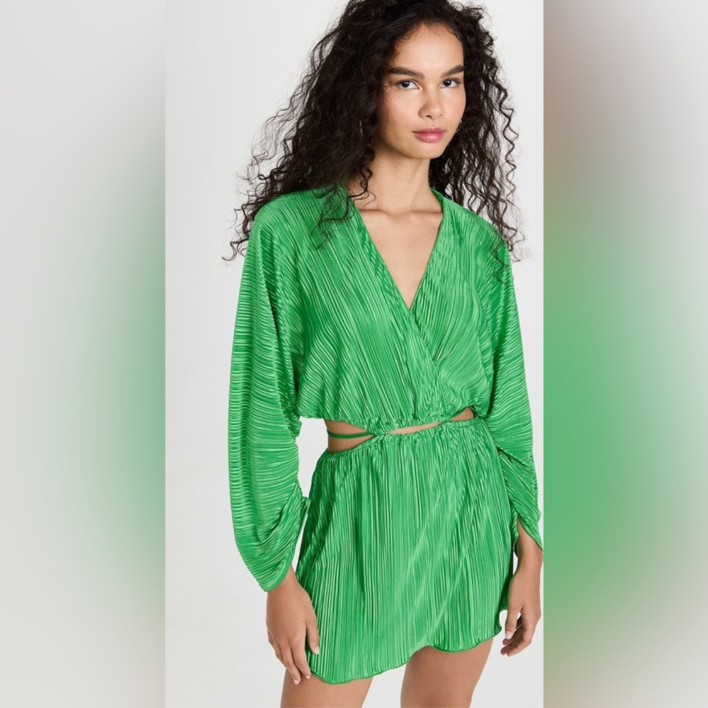 Good American Plisse Dress Emerald Green